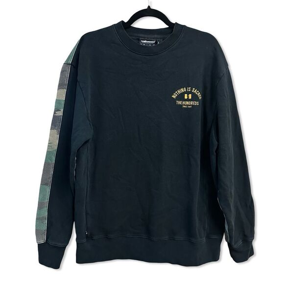 The Hundreds Temp Crewneck Sweatshirt Black men’s camo print top Revolve NWT L - Picture 5 of 9